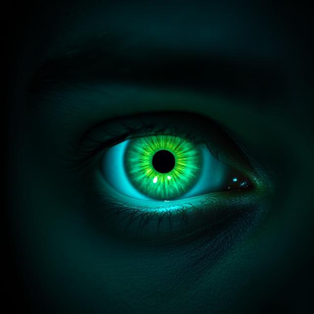 Close-up of stunning green eyes representing eye color transformation.